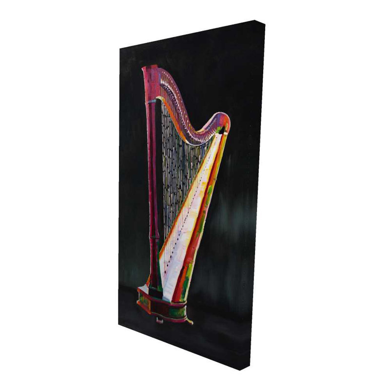 Harpe colorée et réaliste - décor de toile musicale de salon