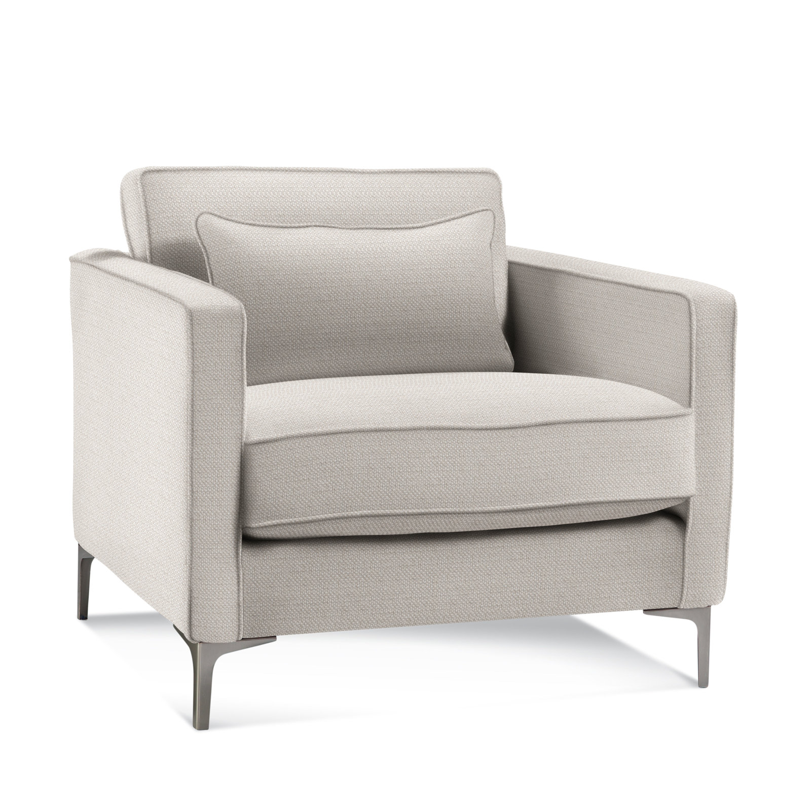 Cotton Upholstered Accent Chair, White Textured Performance Polypropylene/Olefin