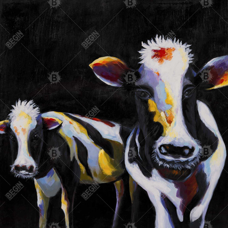 Two funny cows - 26"x26" Throw pillow - Poly twill - Print on demand