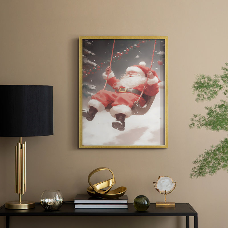 Art des Fêtes de Noël - Série 2 - CCLxxxxV, reproduction d'art encadrée - bois massif, H 21 po x l 17 po, Doré