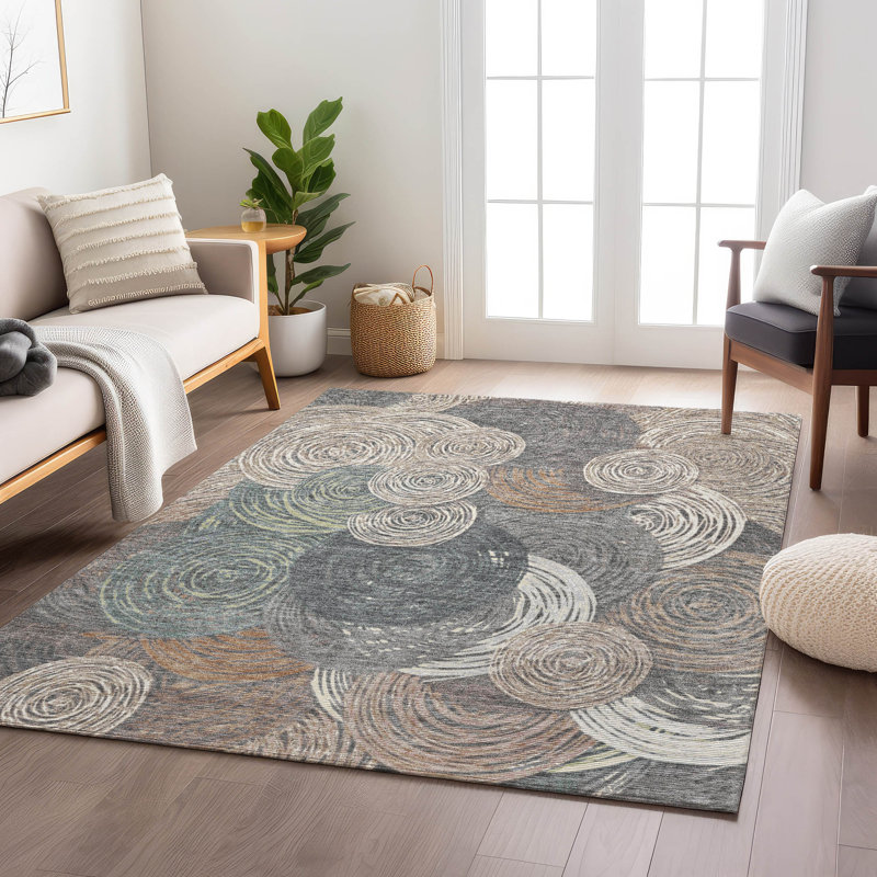 Machine Washable Indoor/Outdoor Hovey ACN2267 Geometric Rug, Rectangle 2'6" x 3'10"