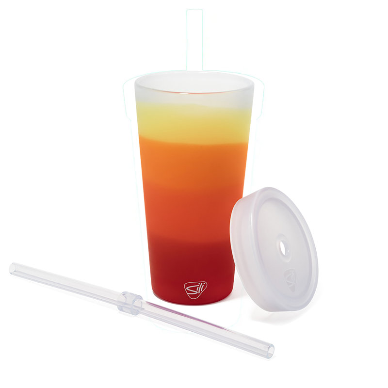 Silipint: Straw Tumber 22oz: Marigold - Silcone Travel Cup, Airtight Lid, Unbreakable