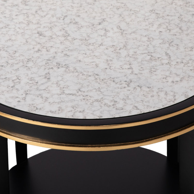 Lilly End Table with Storage, Tricorn Black, White/Gray