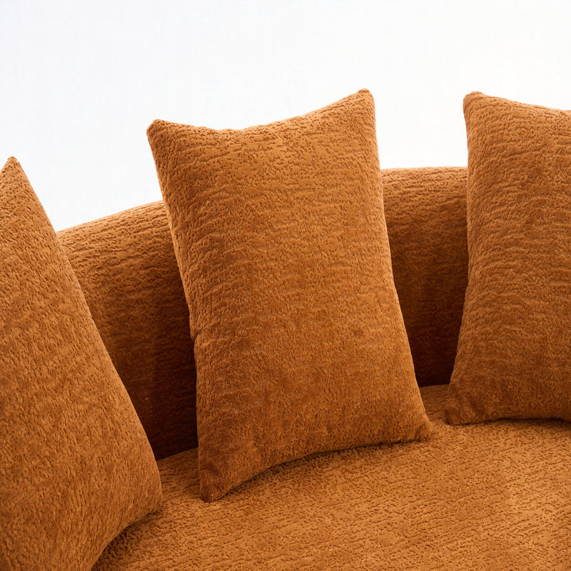 Canapé Boneless à deux places, tissu chenille grain de bois, canapé à compression double éponge, canapé à compression à deux places avec 2 coussins pour la vie / Maison / Mobilier / Appartement / Bureau