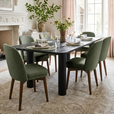 7-Piece Modern Black Dining Set For 6