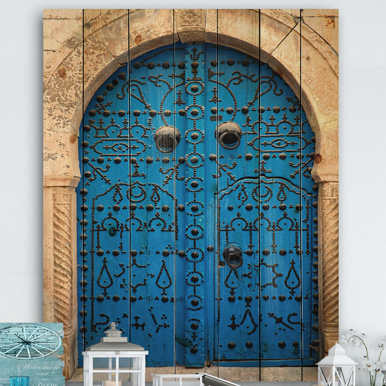 'Vintage North African Door' - Unframed Graphic Art Print on Wood