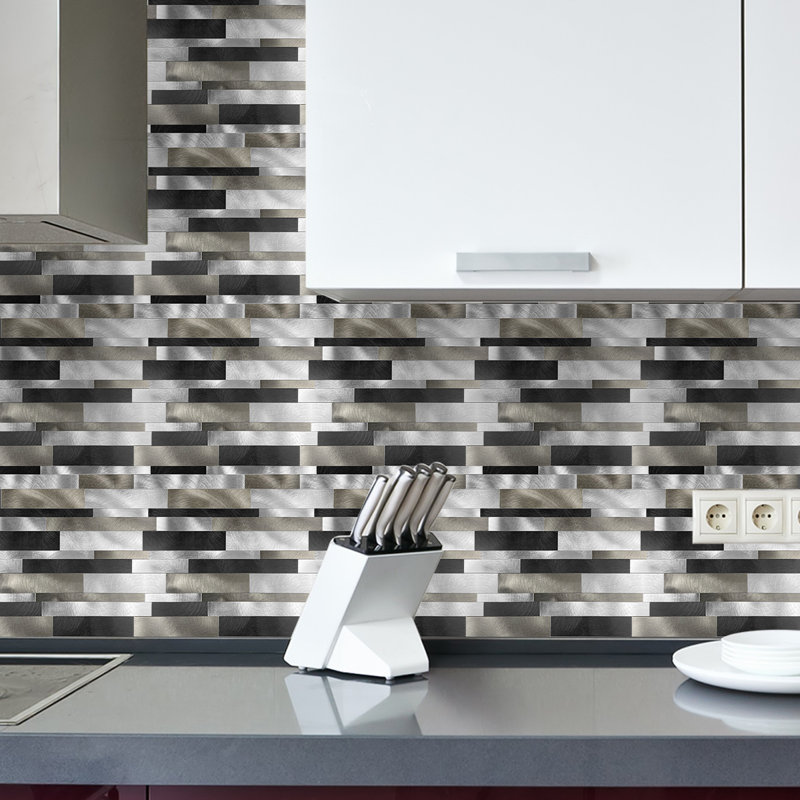 Sleek Metallic Layers Peel and Stick Aluminum Tile Size:303 x 297 x 4 mm (Pack of 4)