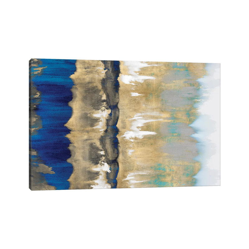 Resonate In Gold & Blue by Rachel Springer - Wrapped Canvas Painting, 66.04 cm H x 45.72 cm W x 1.91 cm D