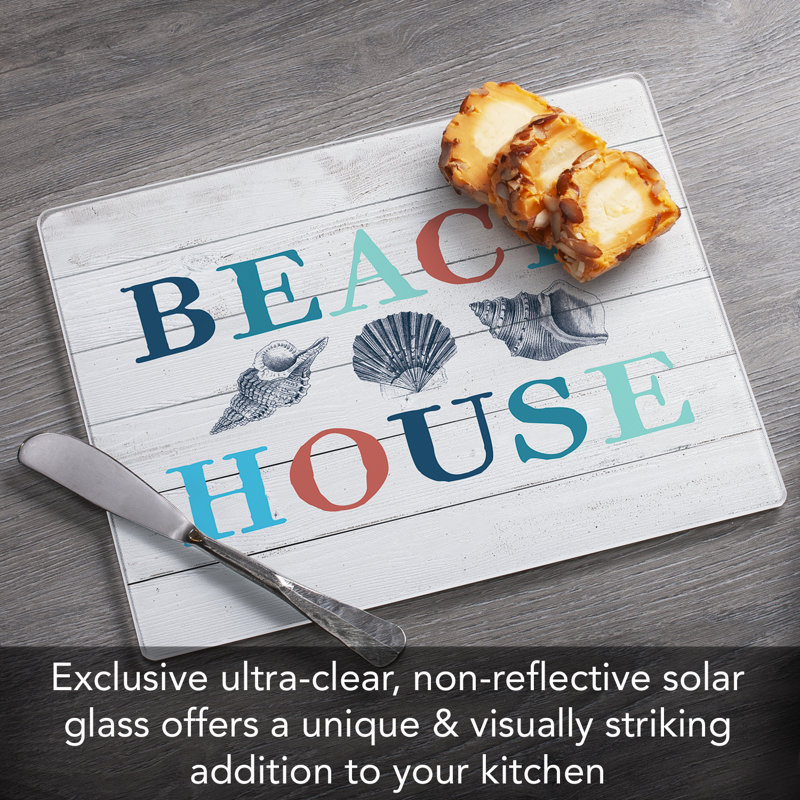 Beach House Rectangular Tempered Glass Cutting Board