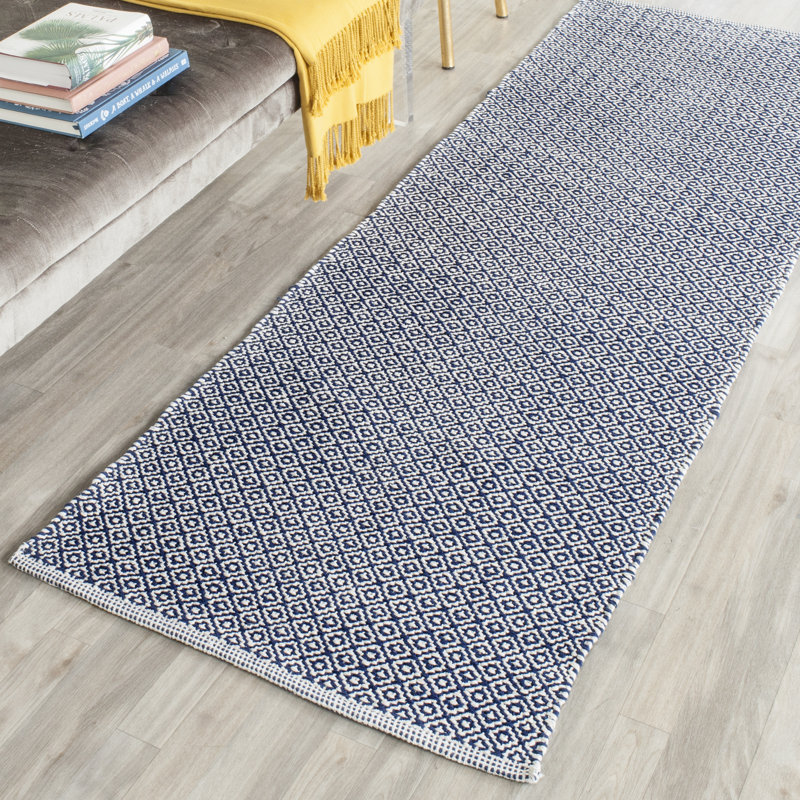 Absaln Hand Woven Cotton Geometric Rug, Runner 2'3" x 9'