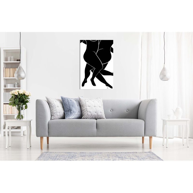Lovers Illustration - Wrapped Canvas Art Prints, 46cm H x 31cm W