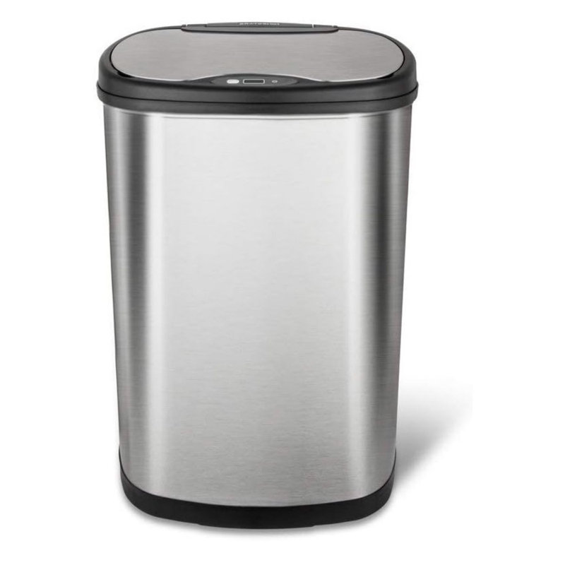 13.2 Gallon Stainless Steel Touchless Sensor Trashcan, Silver/Black