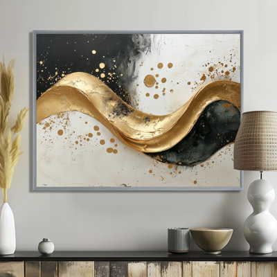 «Goldern», art transitionnel transitionnel et encre liquide foncé VI - art abstrait transitionnel moderne