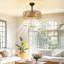 20" Farmhouse Caged Ceiling Fan Featuring A Fabric Style Light Kit And Remote Control
