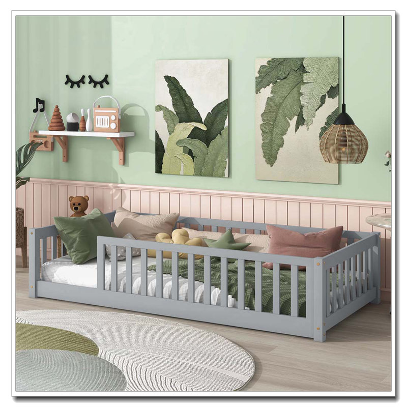 Lit en bois, Gris