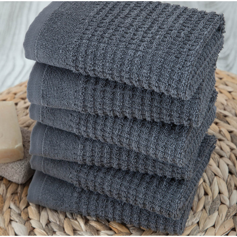 Earline Midweight Waffle Washcloth, Gray