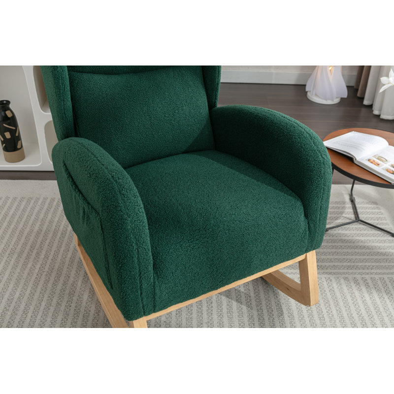 Solid Wood Rocking Chair, Green, Green