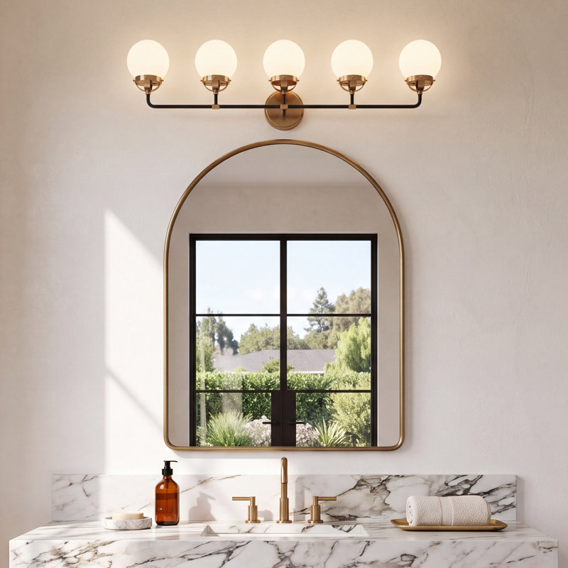 Newport 5-Light Steel Vanity Light, No , Satin Brass