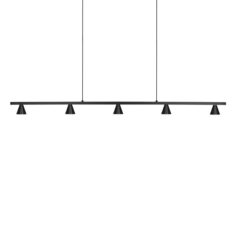 Luminaire suspendu tambour à 5 lumières DEL pour îlot de cuisine Dune, Noir, Noir
