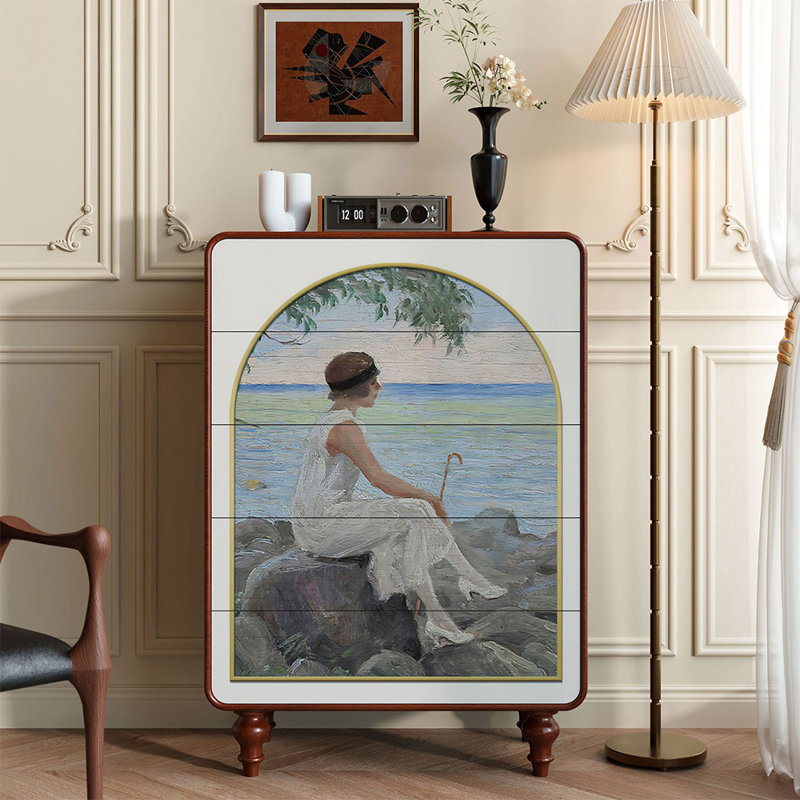 Commode française rétro avec peinture à l'huile