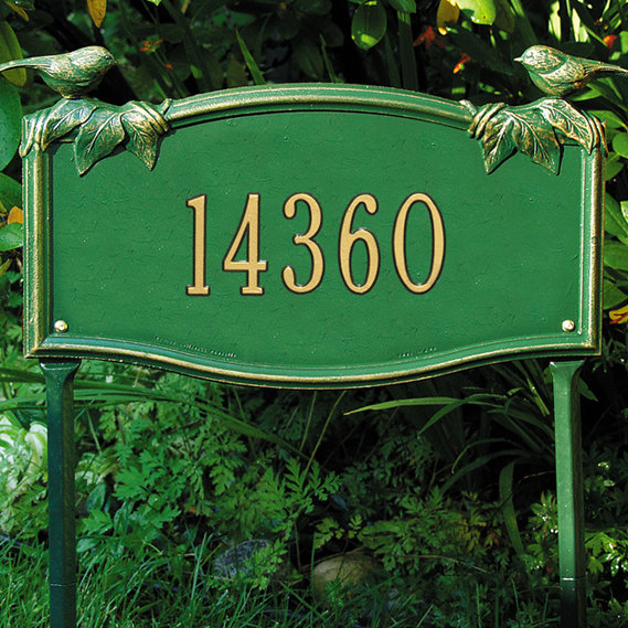 Plaque d'adresse sur 1 ligne Chickadee, Cuivre antique, Oui