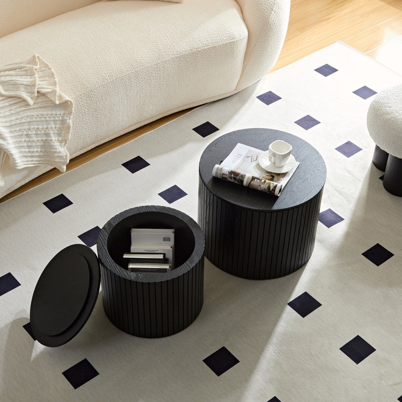 2-Pieces Nesting Coffee Table Set, Black