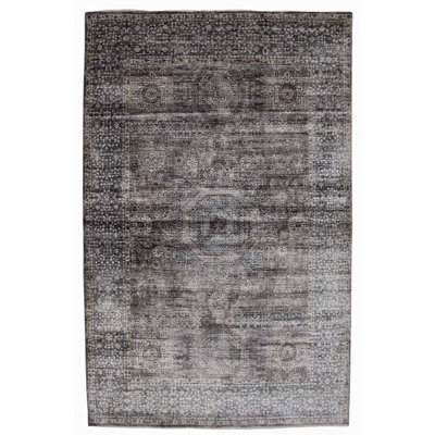 Hand Knotted Wool Area Rug in Gray