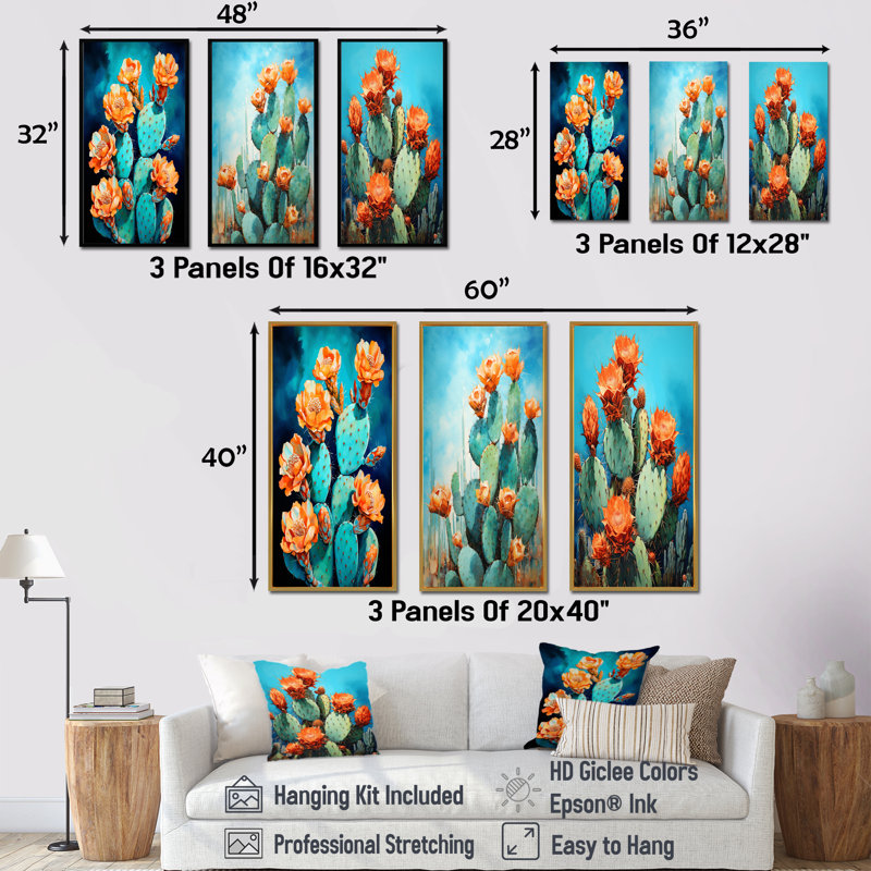 Bleu cactus et bronze brossé, Cadre flottant brun, H 40 po x l 60 po