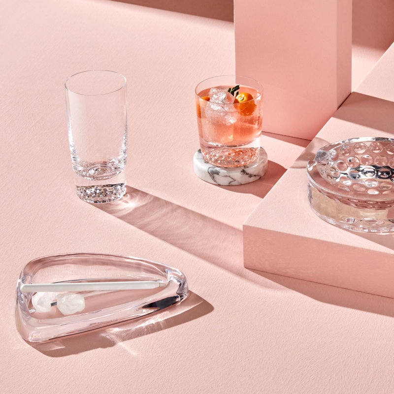 Nude Crystal 16.25oz Handmade Stemless Highball Glass Set