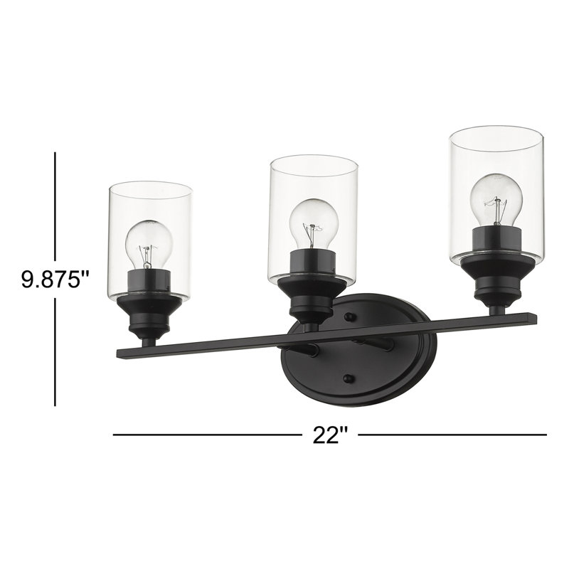 Éclairage pour salle de bain 3 lumières à intensité variable noir mat Powell