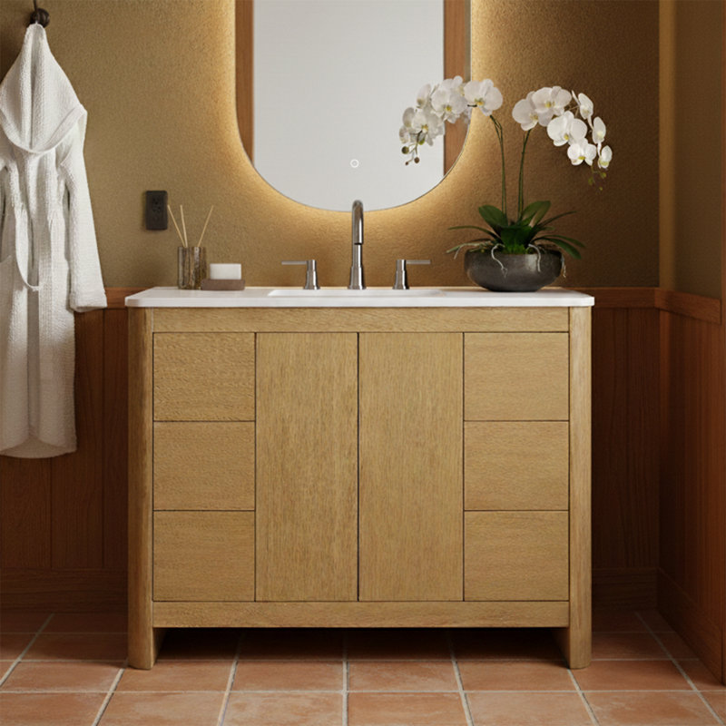 Meuble-lavabo simple 42 po avec plateau en quartz Raye