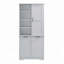 Armoire de rangement de salle de bain avec portes et tiroirs, panier à linge inclinable, plusieurs espaces de rangement-2114094964