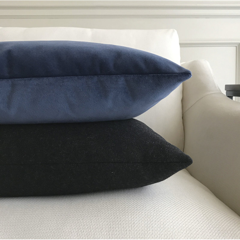 Plush Throw Pillow Cover & Insert, Plush Denim, Feather