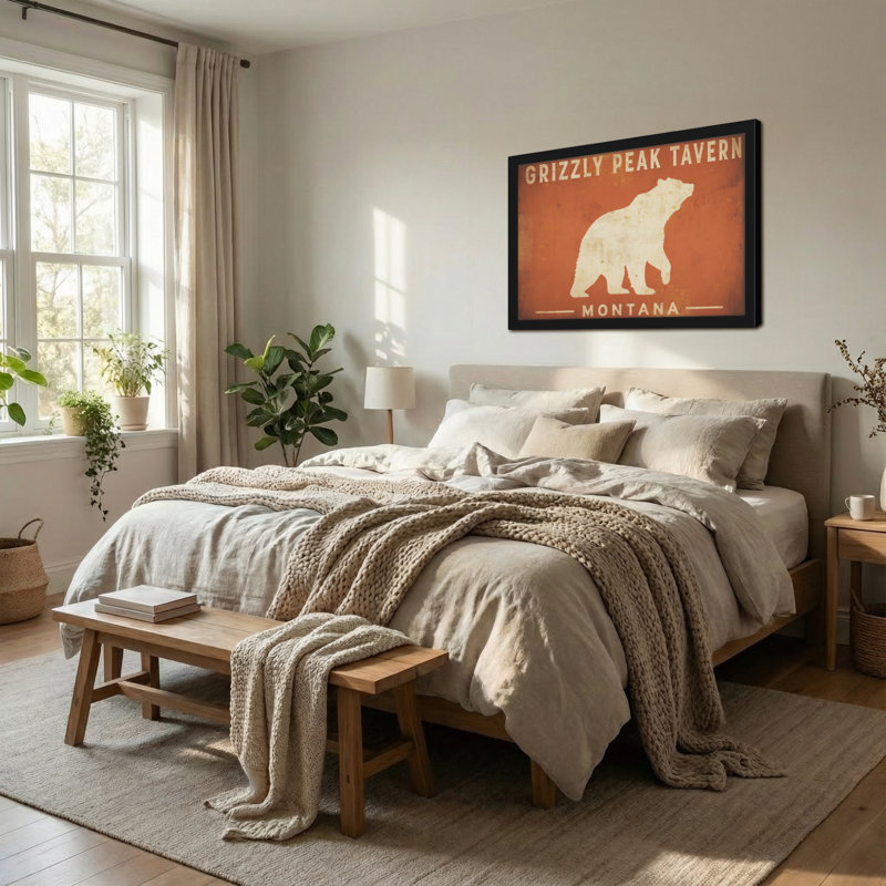 Animaux, grizzly, silhouette, signe rustique, H 24 po x l 36 po