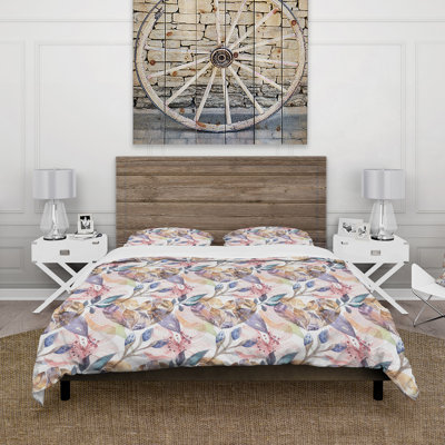 Bohemian Wild Flowers Bouquet - Rustic Duvet Cover Set - Microfiber Polyester
