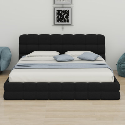 Lit plateforme en tissu d'ameublement