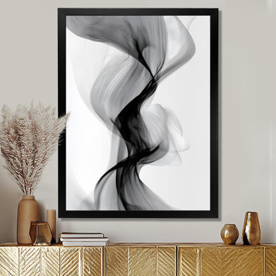 Galaxy majestueux, encre liquide noire et grise - encre liquide, art mural encadré abstrait noir