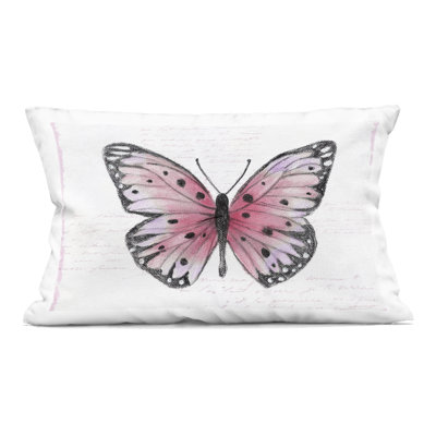 Pink Monarch Butterfly Decorative Printed Throw Pillow, design by Janet Tava
