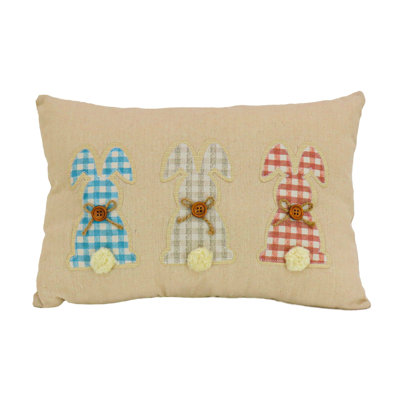 National Tree Company 18"x10" Plaid Bunnies Easter Pillow