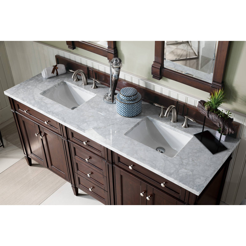 Brittany 72'' W Double Bathroom Vanity Base, Burnished Mahogany