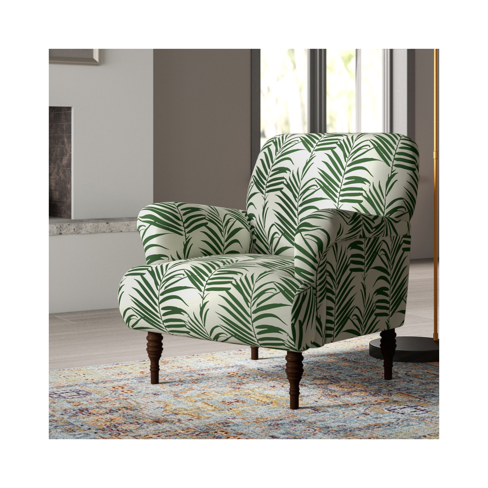Allura Upholstered Armchair, Palm Green