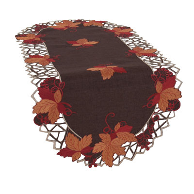 Weinberger Embroidered Cutwork Fall Table Runner