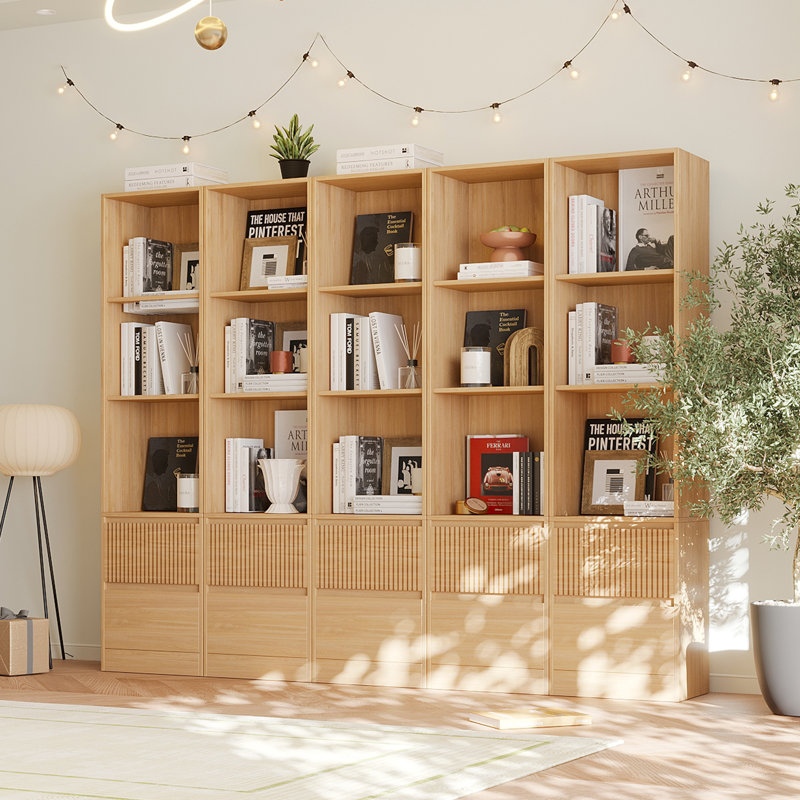Branigans 5 Pcs 3-Tier Cube Bookshelf Storage Cabinet With Double Drawer And Shelf