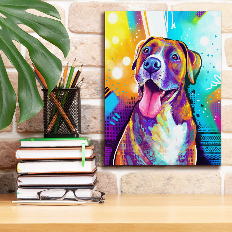 «Pop Art Pit Bull 5» par Furbaby Affiliates, art mural sur toile, H 16 po x l 12 po x P 0,75 po