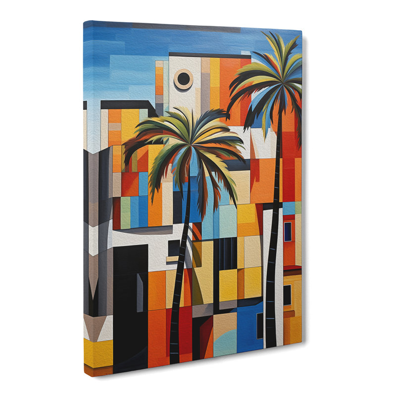 Palm Tree Constructivism No.2 - Wrapped Canvas, 50cm H x 35cm W x 3cm D