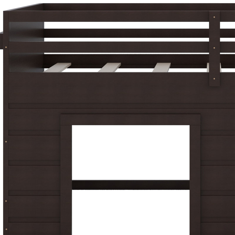 Lit mezzanine avec tiroirs et tablette, Espresso