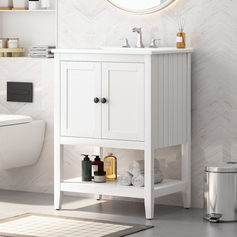 Meuble-lavabo de salle de bain avec lavabo en céramique