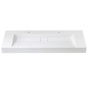Vera 60 in. Rectangular White Composite Granite Stone Console Bathroom Vanity Sink