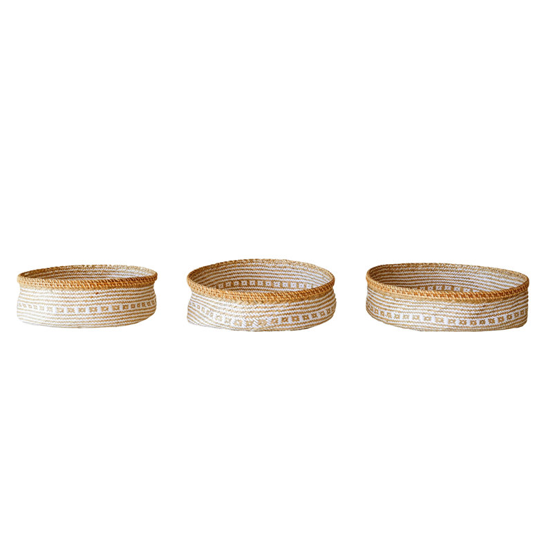 Ensemble de 3 paniers en rotin et en rotin tissés à la main avec motif
