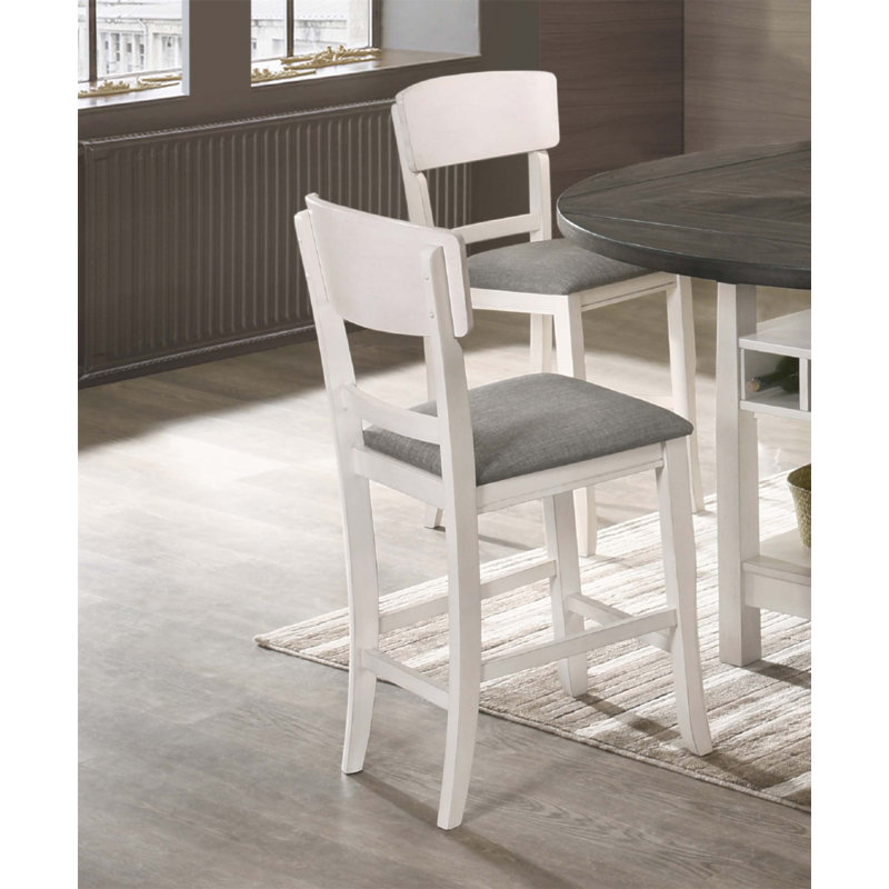 Ensemble de chaises de salle à manger à hauteur de comptoir rembourrées 2 pièces avec finition craie, confortable et élégant pour les intérieurs modernes